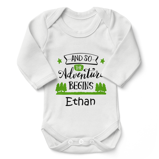 Adventure Begin - Organic Newborn Baby Bodysuit