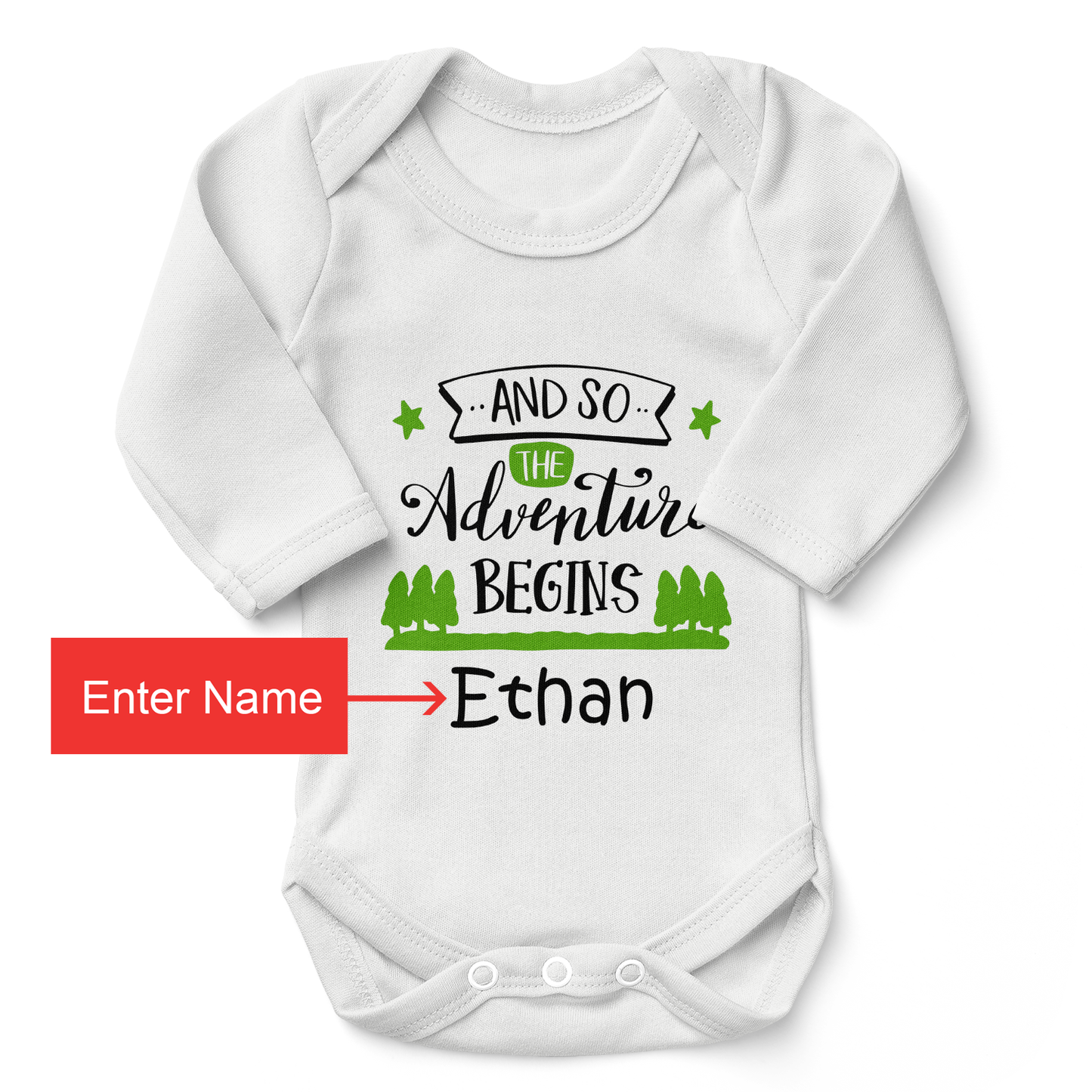 Adventure Begin - Organic Newborn Baby Bodysuit