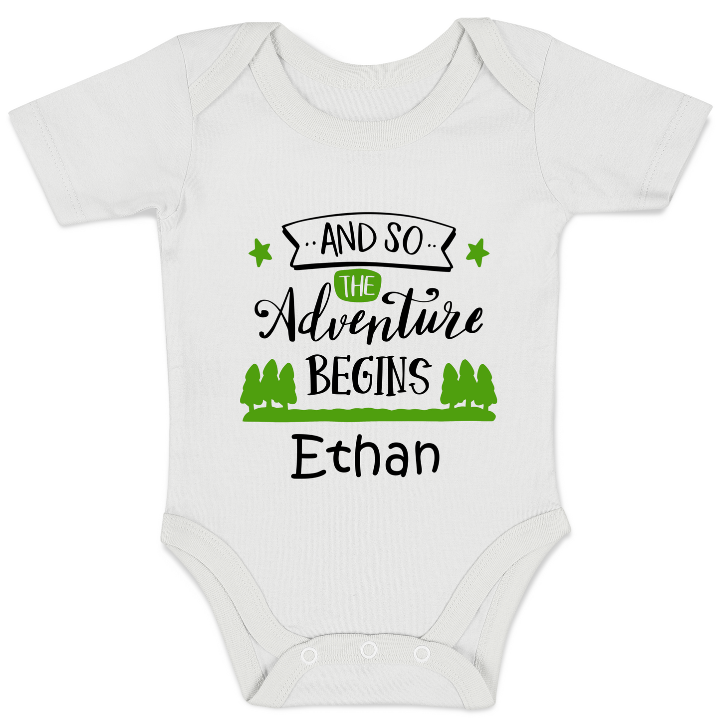 Adventure Begin - Organic Newborn Baby Bodysuit