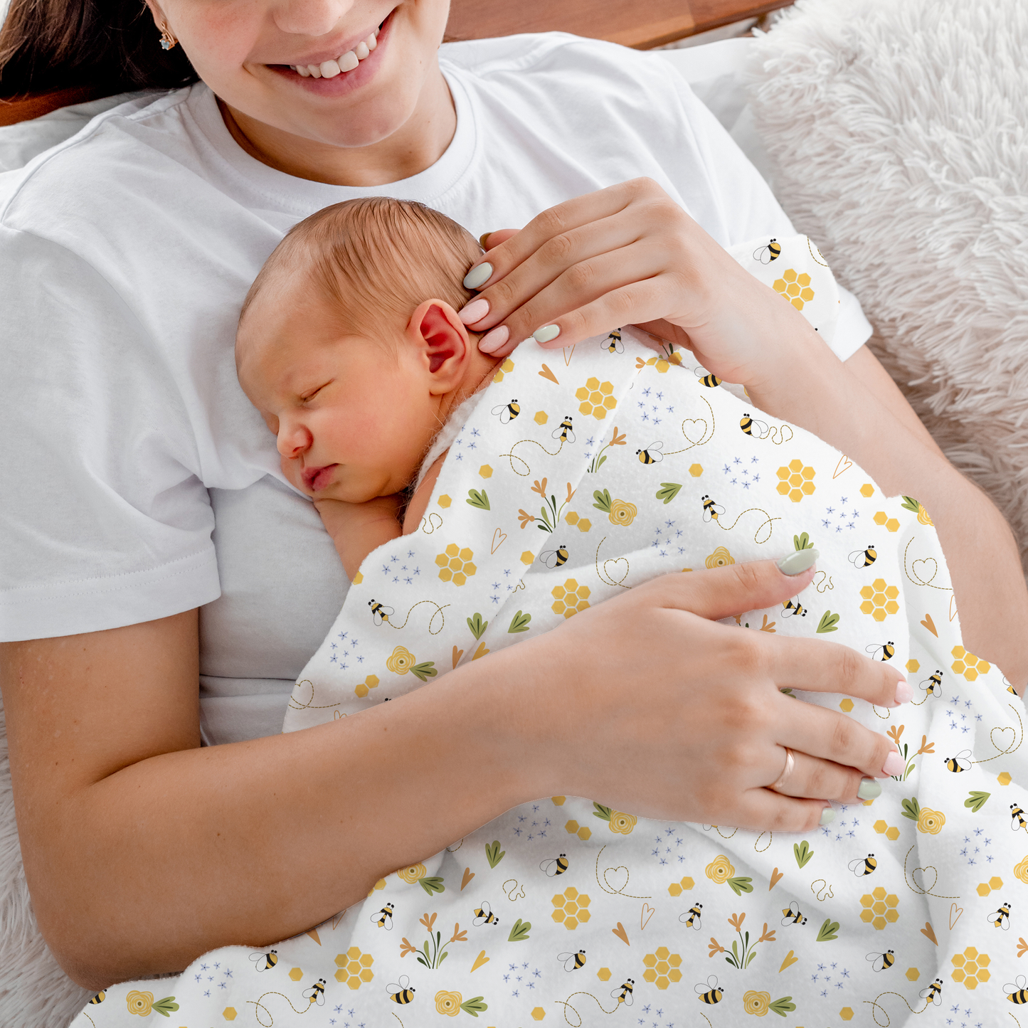 Endanzoo Baby Organic Swaddle Blanket - BumbleBee