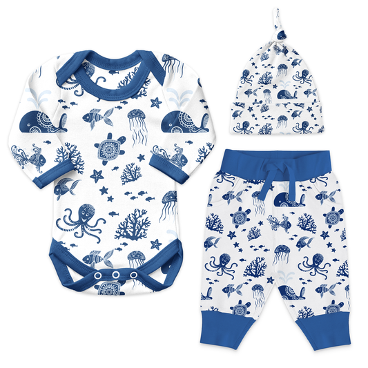 Endanzoo Coming Home Newborn Boy Organic Gift Set - Deep Sea