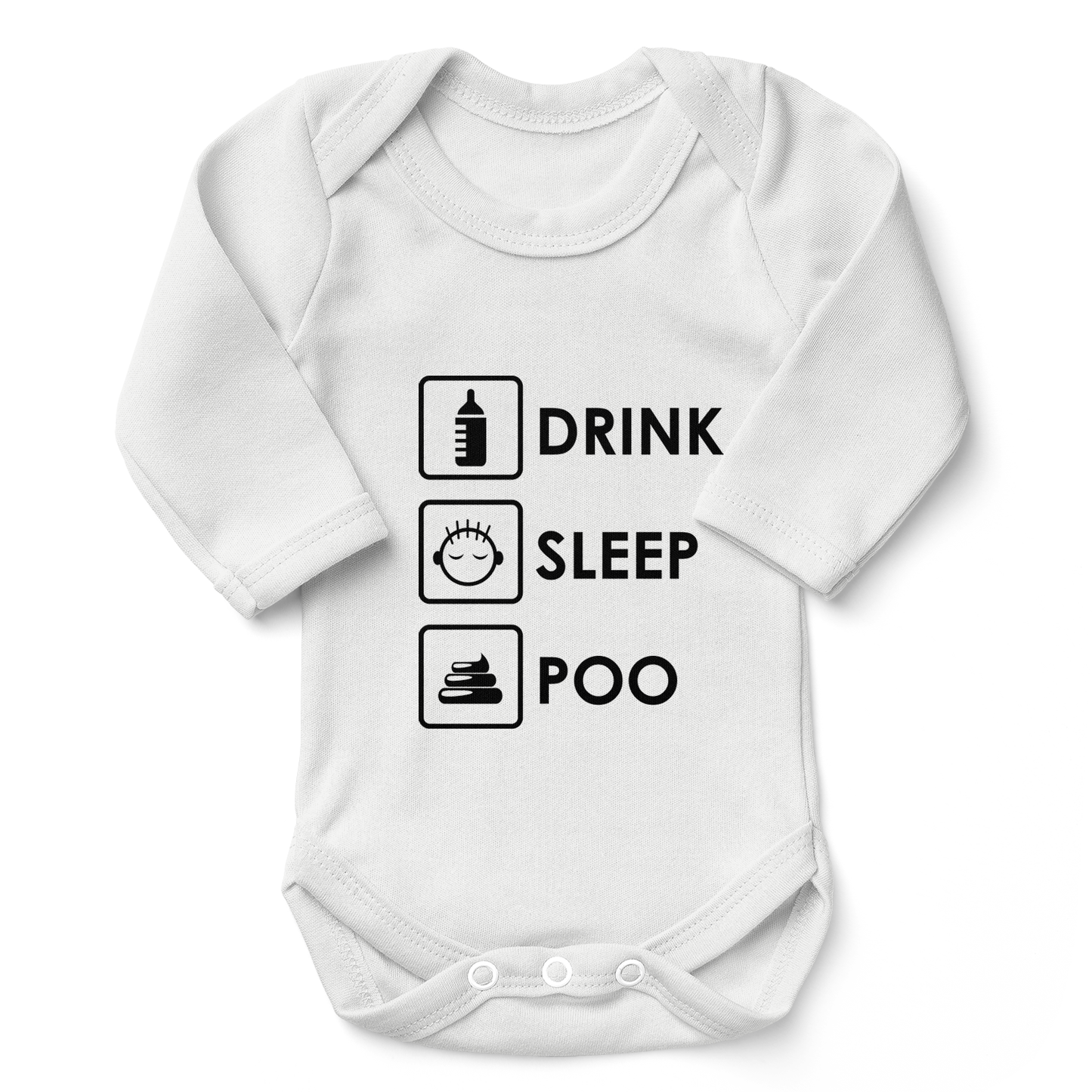 Drink Sleep Poo Organic Baby Bodysuit
