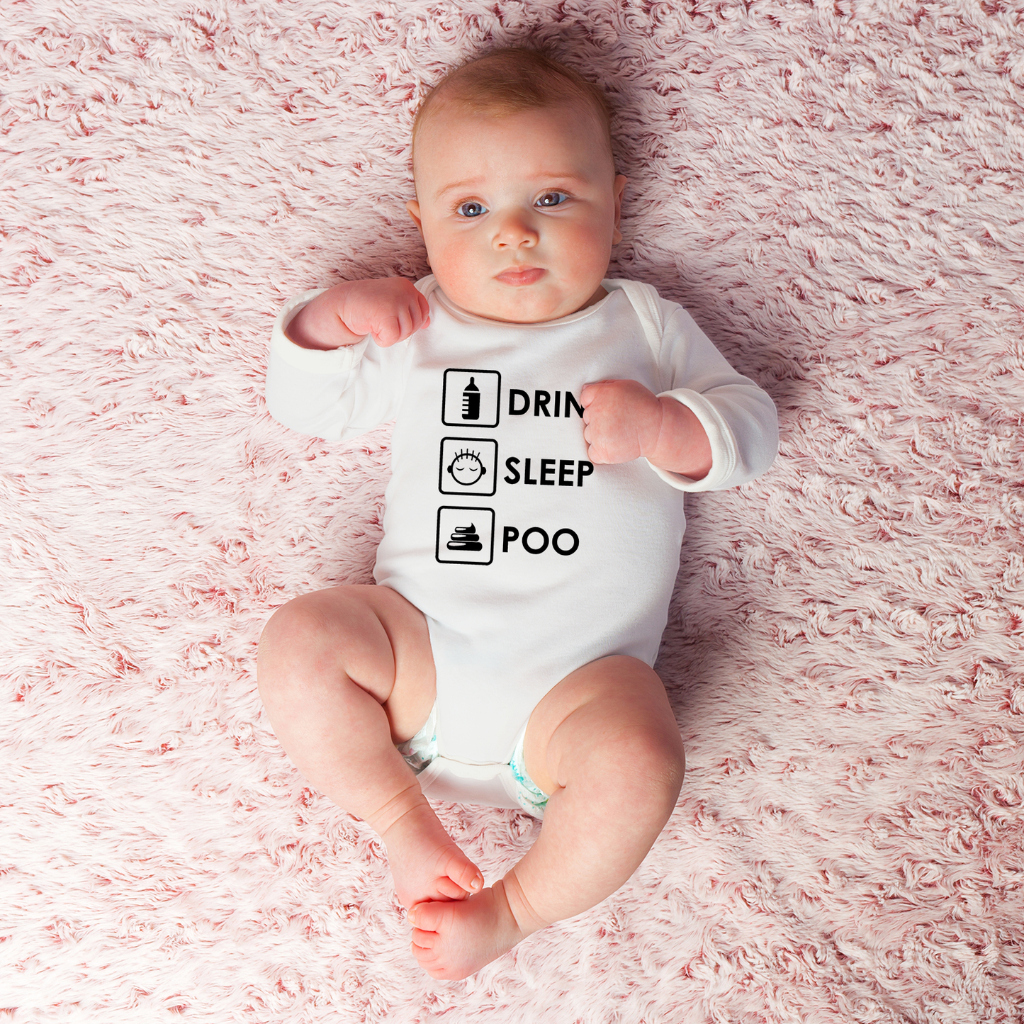 Drink Sleep Poo Organic Baby Bodysuit