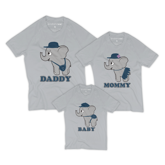 Matching Family Organic Tee Shirts- Traveling With Elephants (Grey)