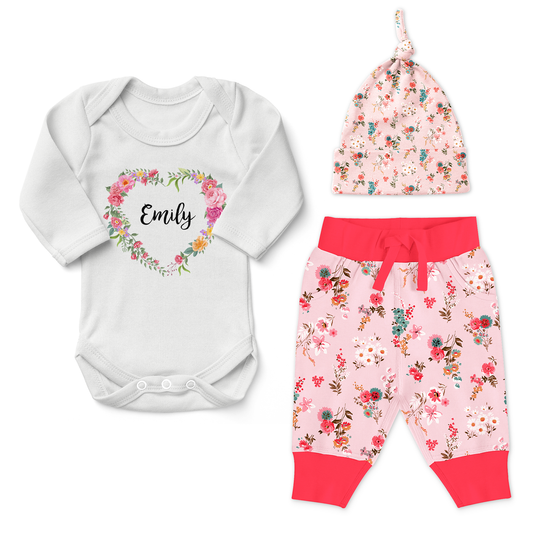 Endanzoo Home Coming Newborn Girl Organic Gift Set - Pink Floral