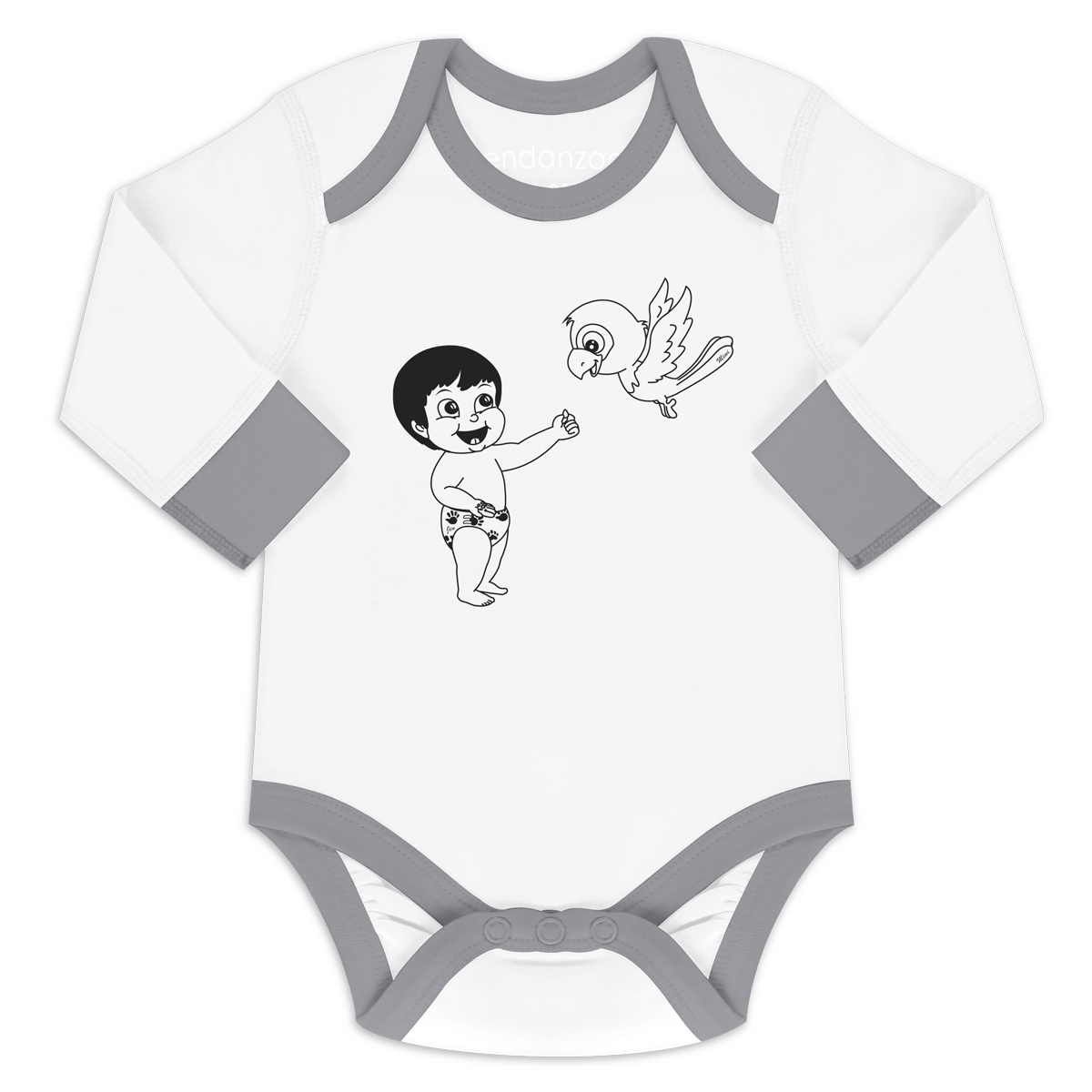 Organic Long Sleeve Bodysuit - Jen & Baby Macaw Bird