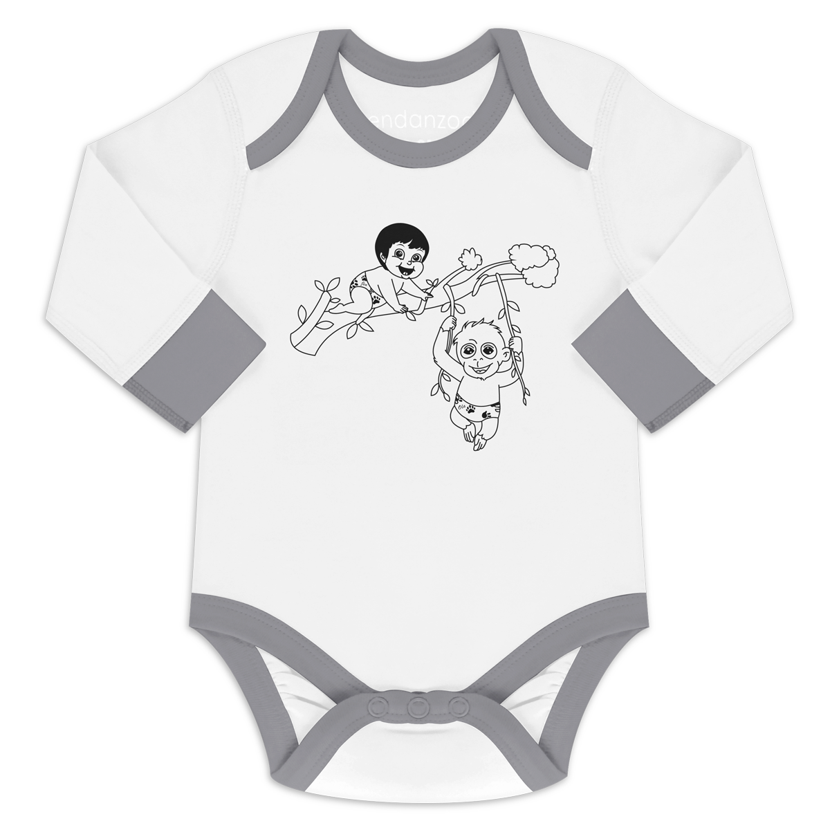 Organic Long Sleeve Bodysuit - Jen & Baby Orangutan
