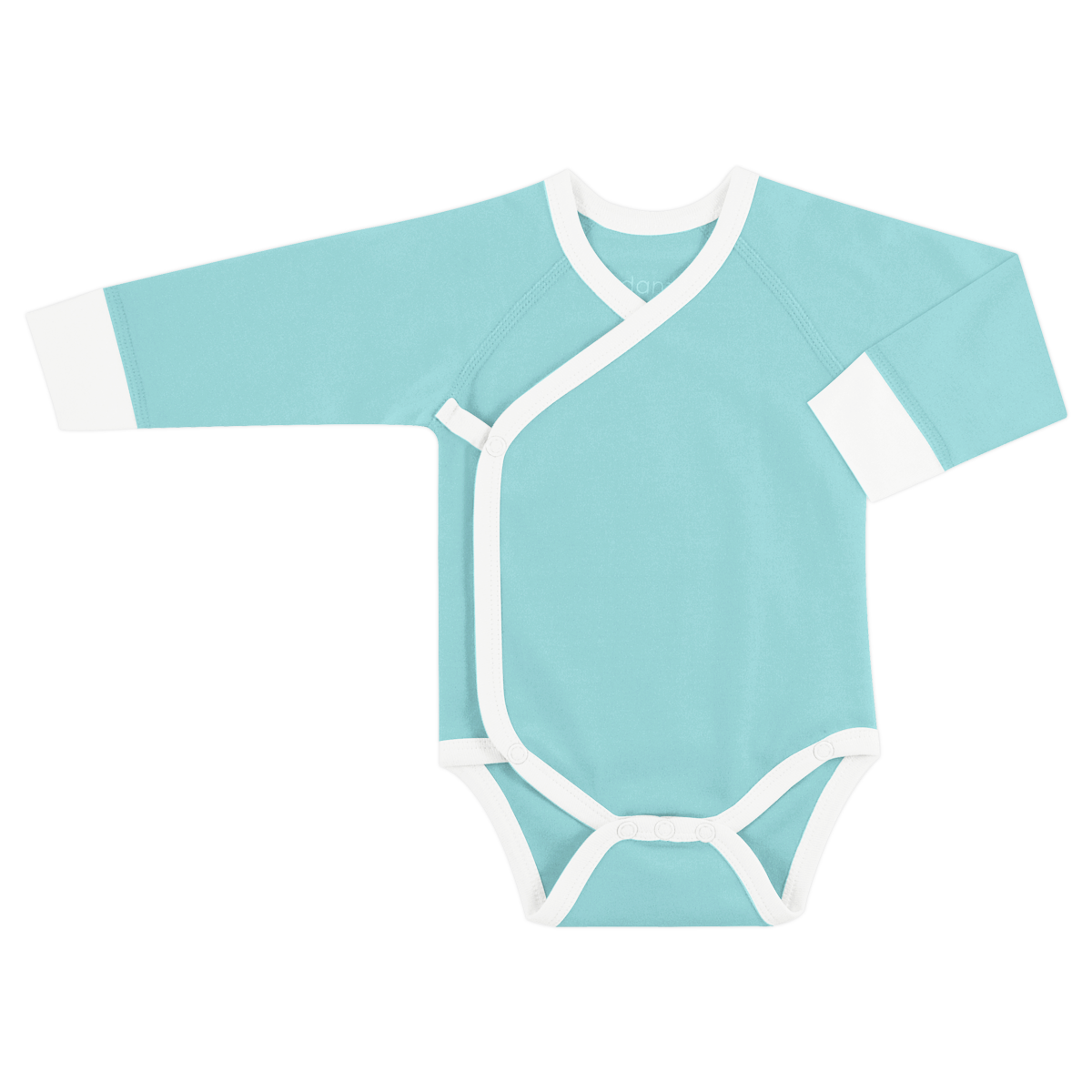 Organic Long Sleeve Kimono Bodysuit - Aqua