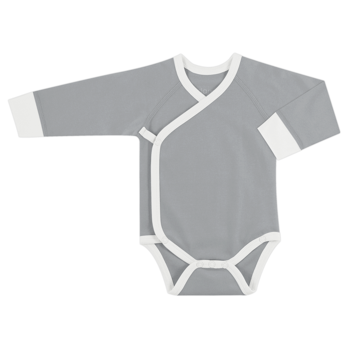 Organic Long Sleeve Kimono Bodysuit - Grey
