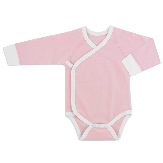 Organic Long Sleeve Kimono Bodysuit - Pink