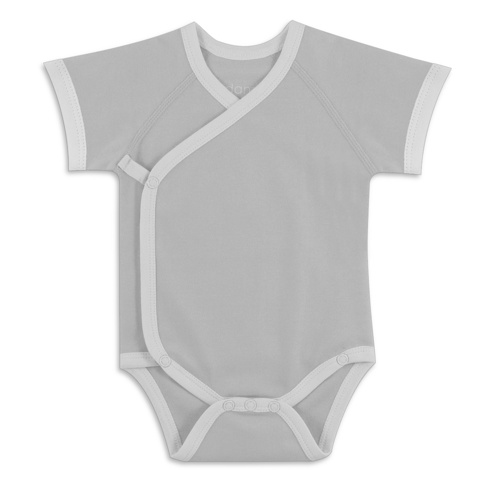 Organic Short Sleeve Kimono Bodysuit - Grey