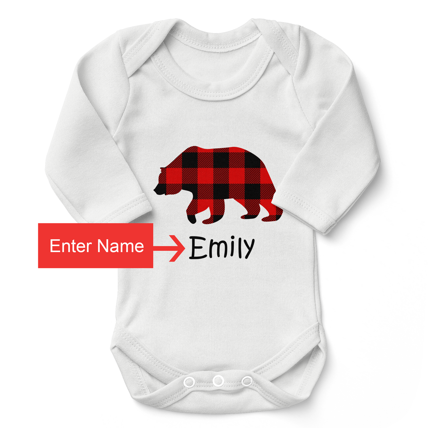 Personalized Organic Long Sleeve Baby Bodysuit - Baby Bear
