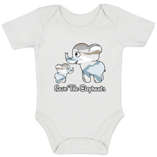 Organic Baby Bodysuit - Save The Elephants Family