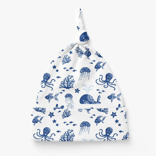 Endanzoo Organic Cotton Knotted Beanie - Deep Sea