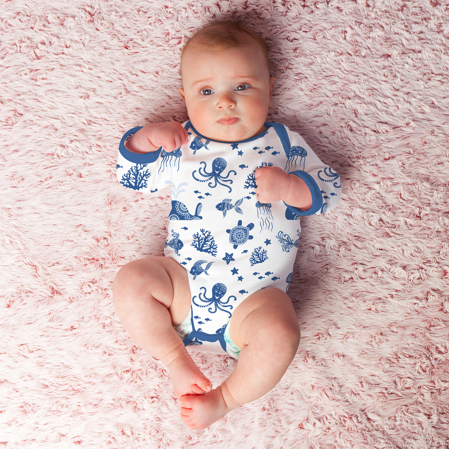 Endanzoo Organic Long Sleeve Bodysuit - Deep Sea