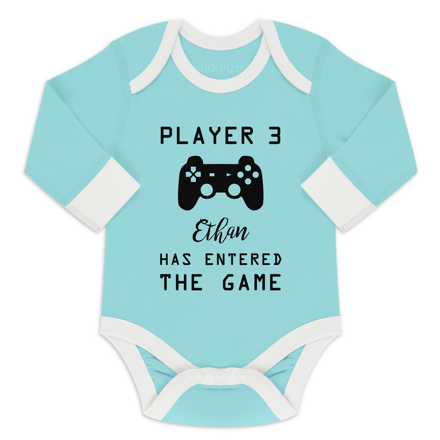 Player 3 Pregnancy Announcement Funny Organic Baby Bodysuit