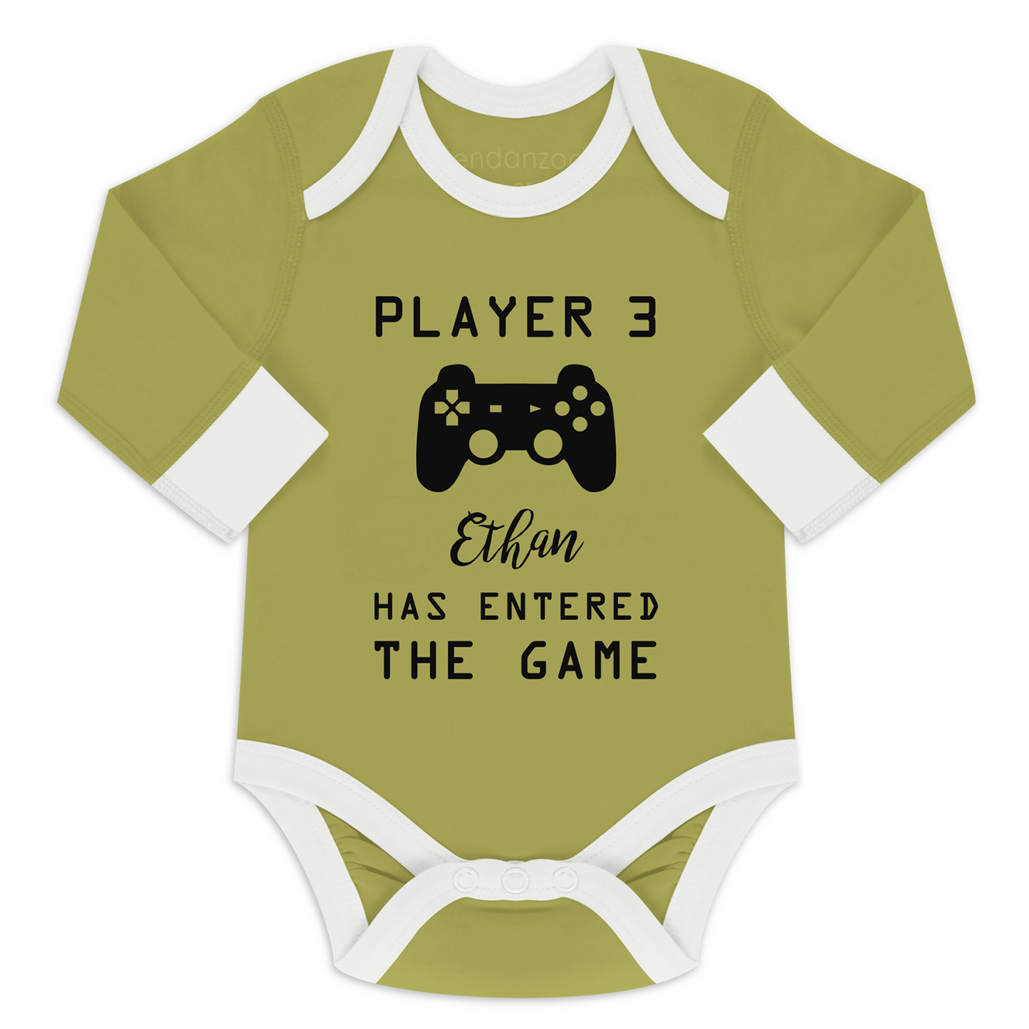 Player 3 Pregnancy Announcement Funny Organic Baby Bodysuit