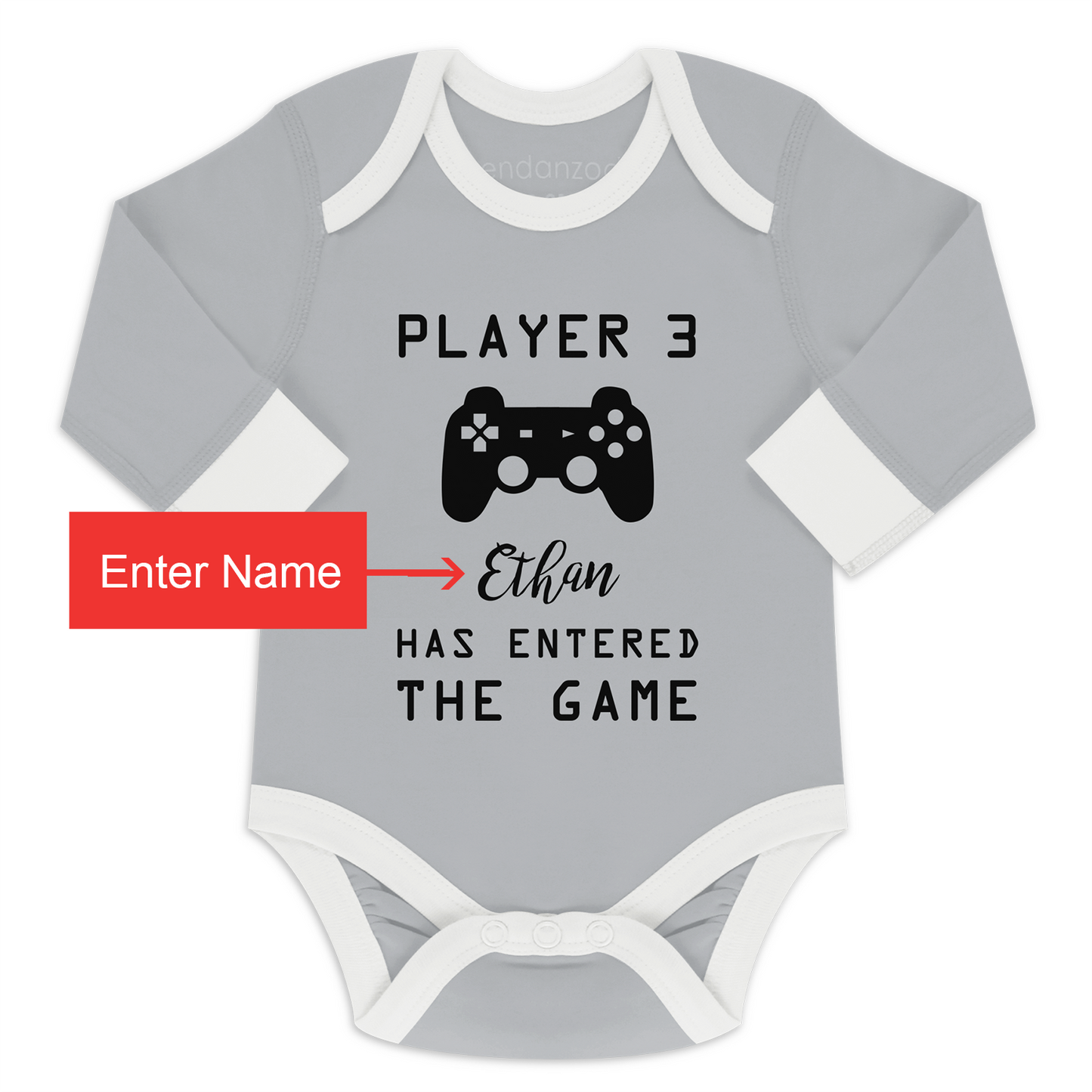 Player 3 Pregnancy Announcement Funny Organic Baby Bodysuit