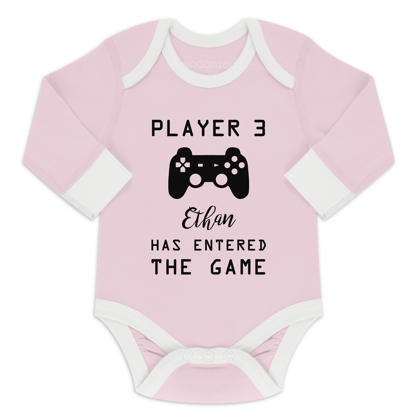 Player 3 Pregnancy Announcement Funny Organic Baby Bodysuit