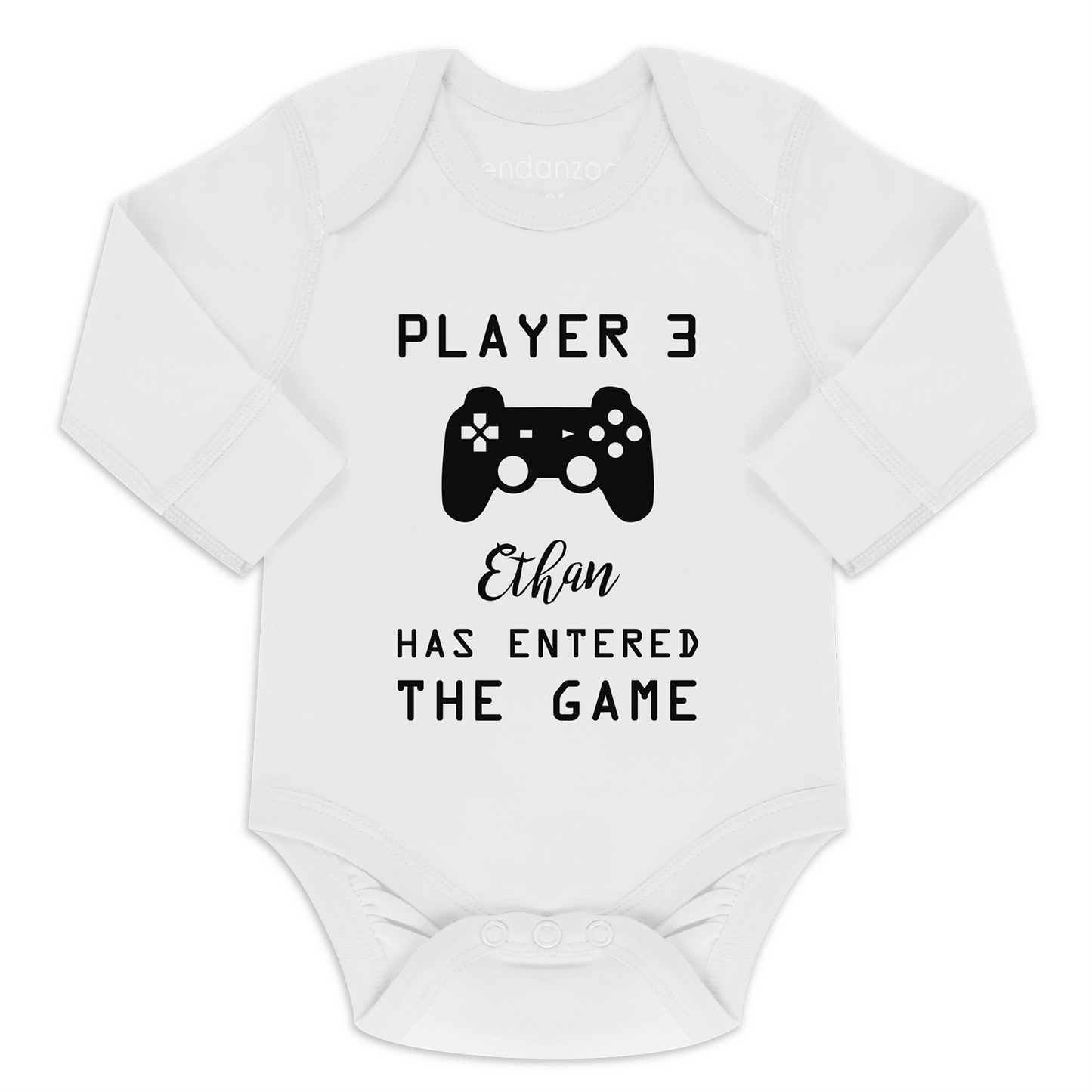 Player 3 Pregnancy Announcement Funny Organic Baby Bodysuit