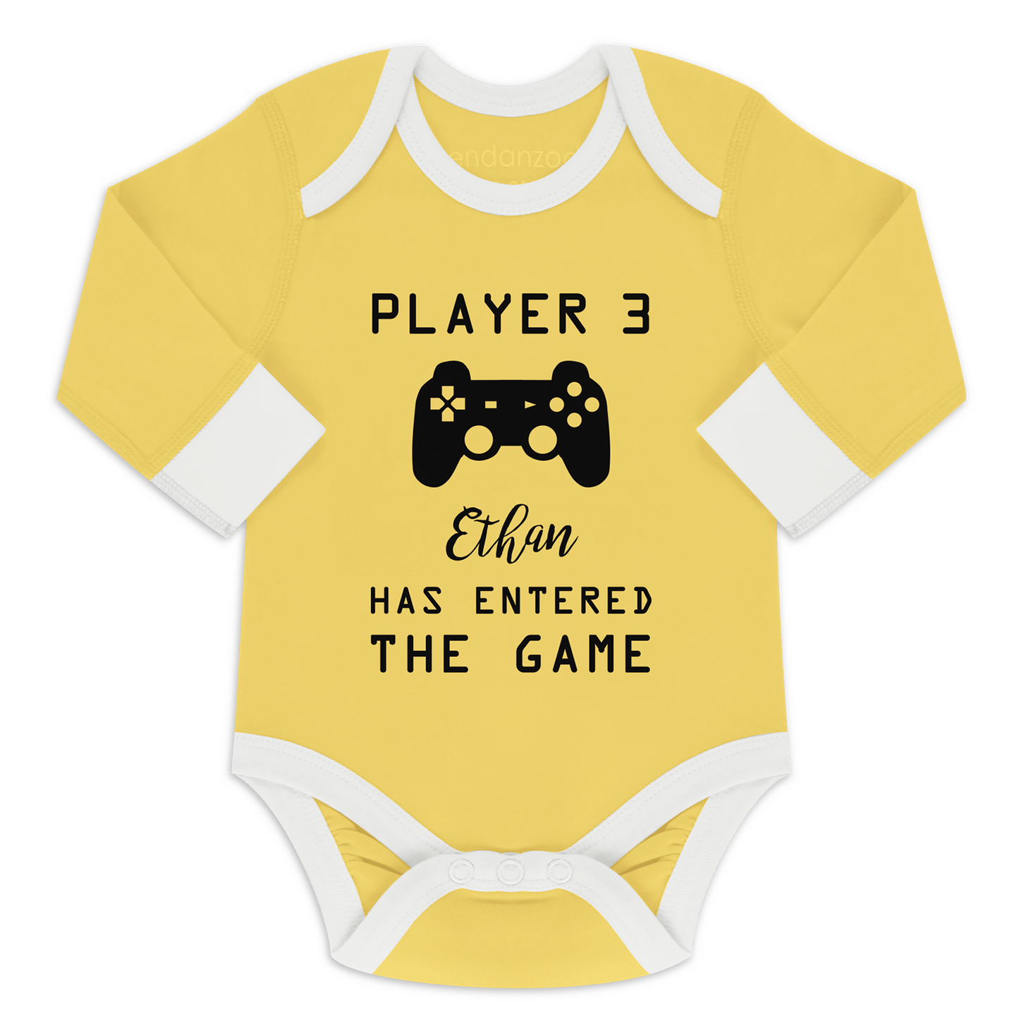 Player 3 Pregnancy Announcement Funny Organic Baby Bodysuit