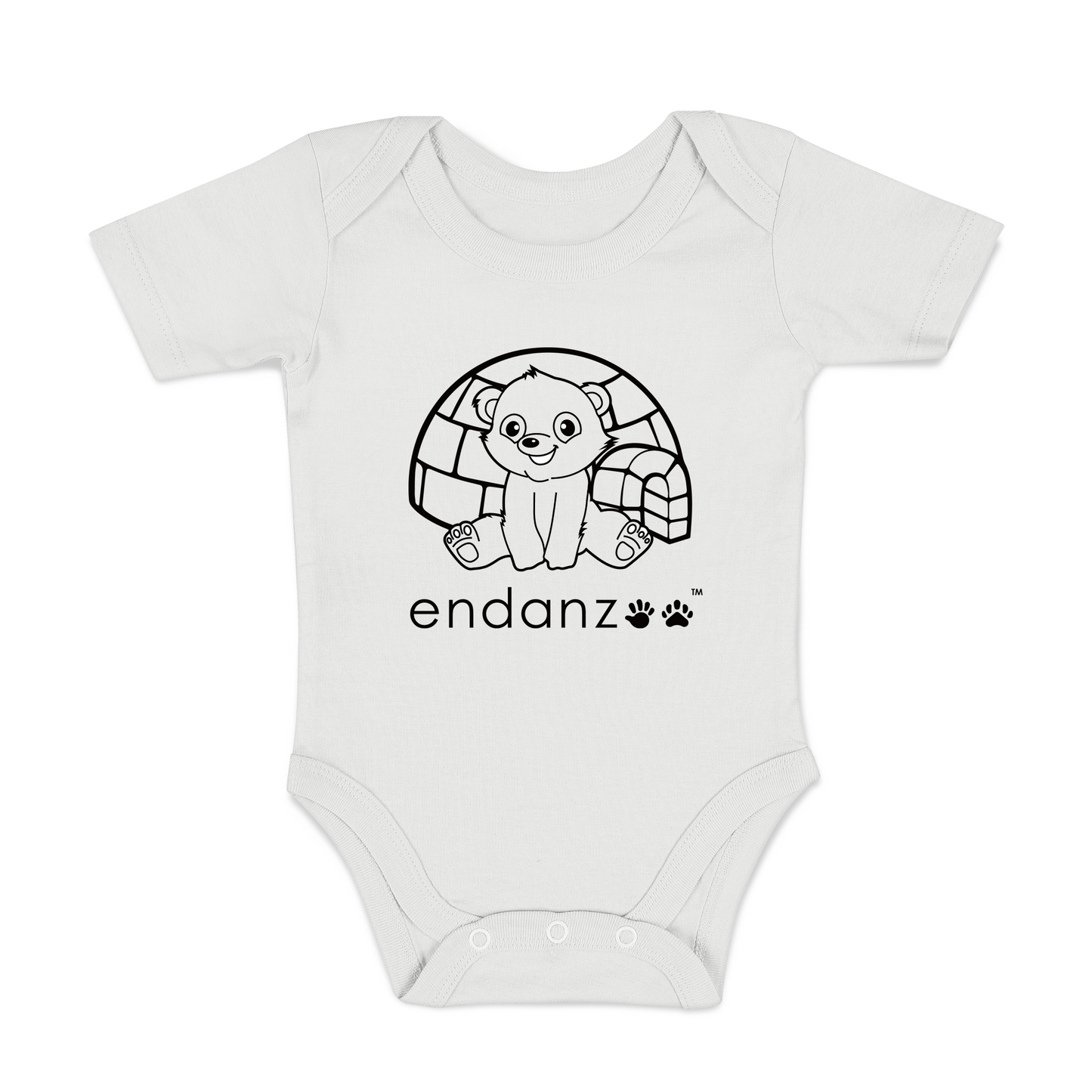 Organic Short Sleeve Baby Bodysuit - Polar Bear & Igloo