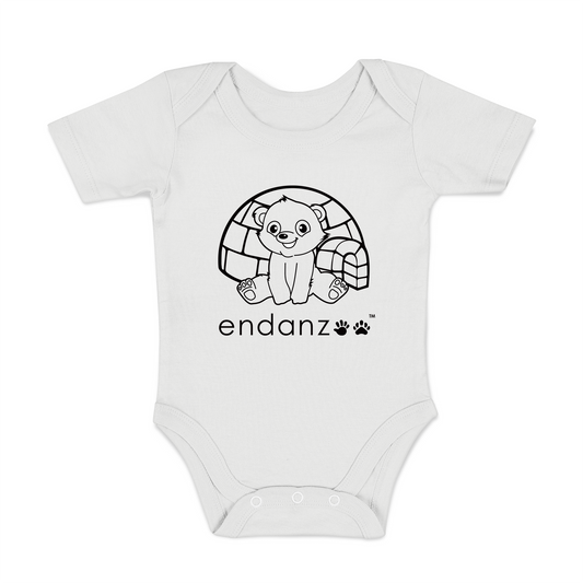 Organic Short Sleeve Baby Bodysuit - Polar Bear & Igloo