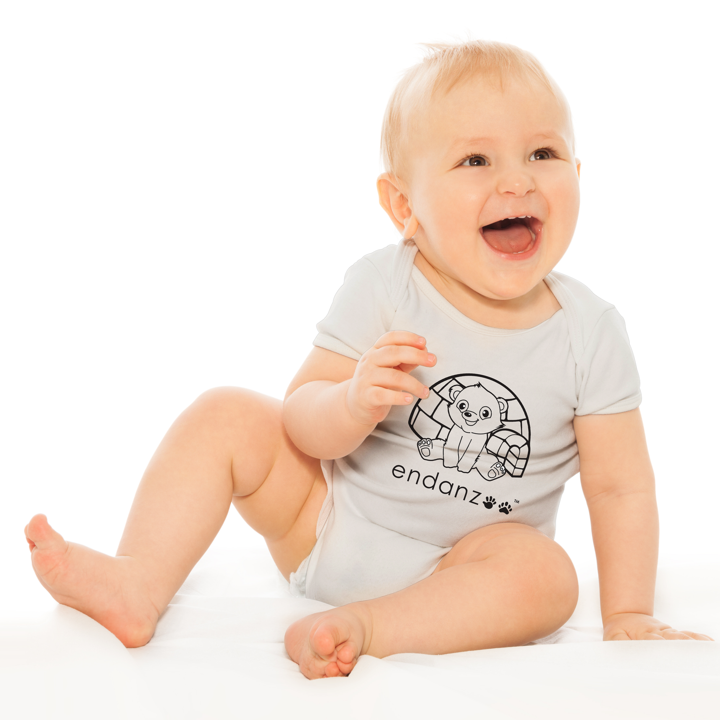 Organic Short Sleeve Baby Bodysuit - Polar Bear & Igloo