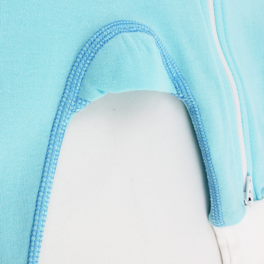 Classic Snuggle Organic Long Sleeve Double Zippered Romper - Aqua