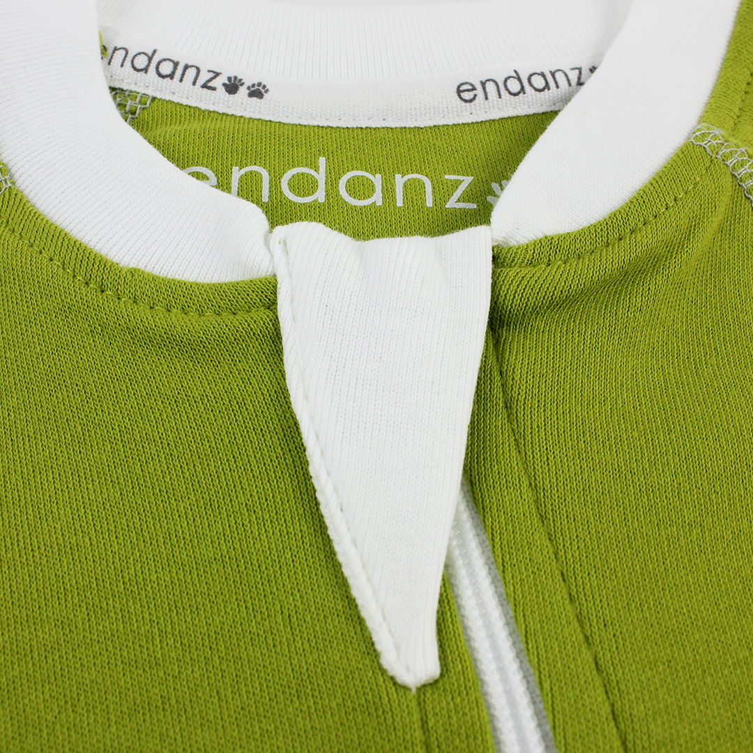Classic Snuggle Organic Long Sleeve Double Zippered Romper - Green