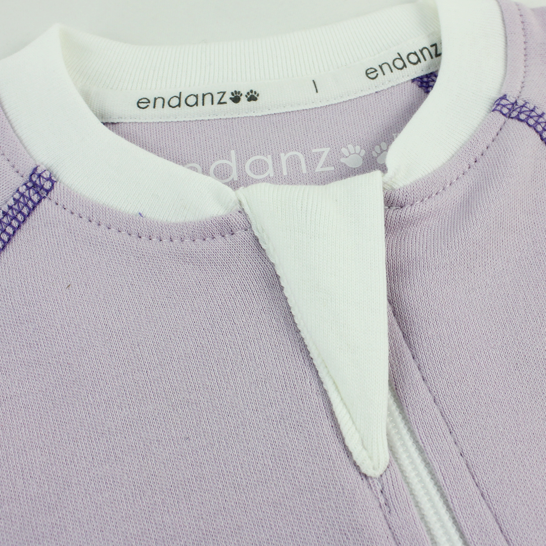 Classic Snuggle Organic Long Sleeve Double Zippered Romper - Purple