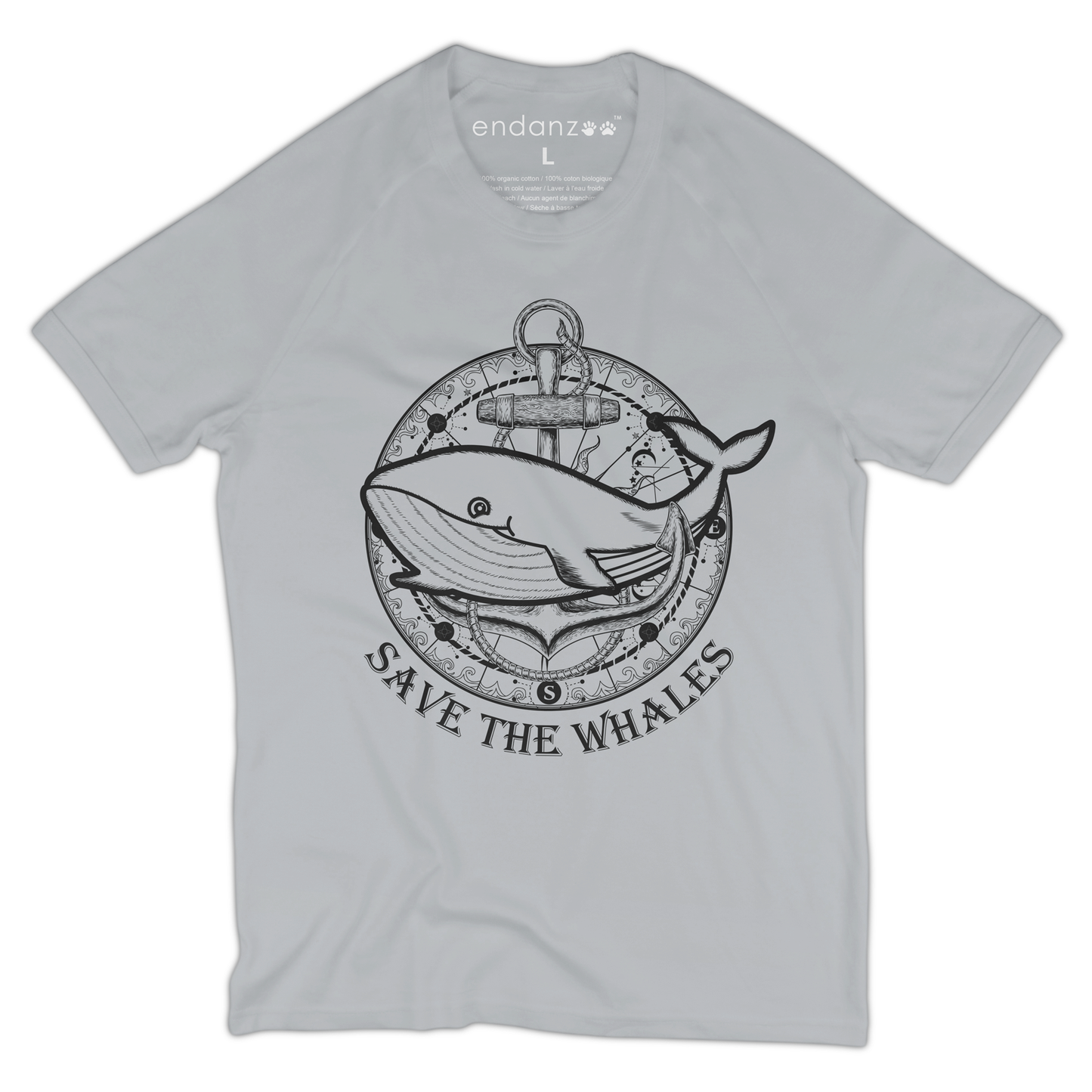 Organic Short Sleeve Kids Tee Shirt - Whale with Ship Anchor