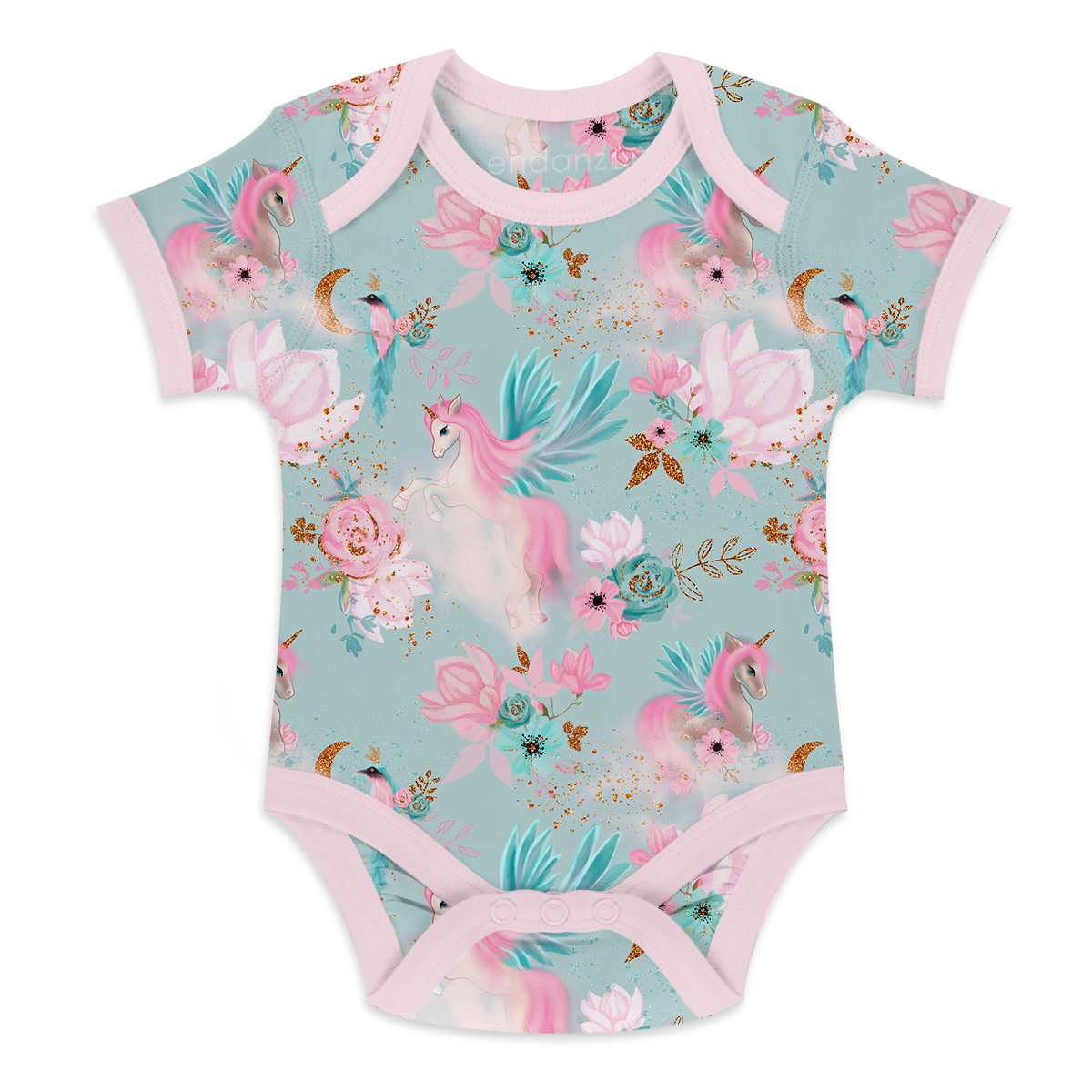 Endanzoo Organic Short Sleeve Onesie - Mystical Unicorns