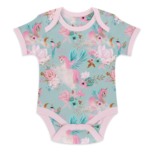 Endanzoo Organic Short Sleeve Onesie -  Mystical Unicorns
