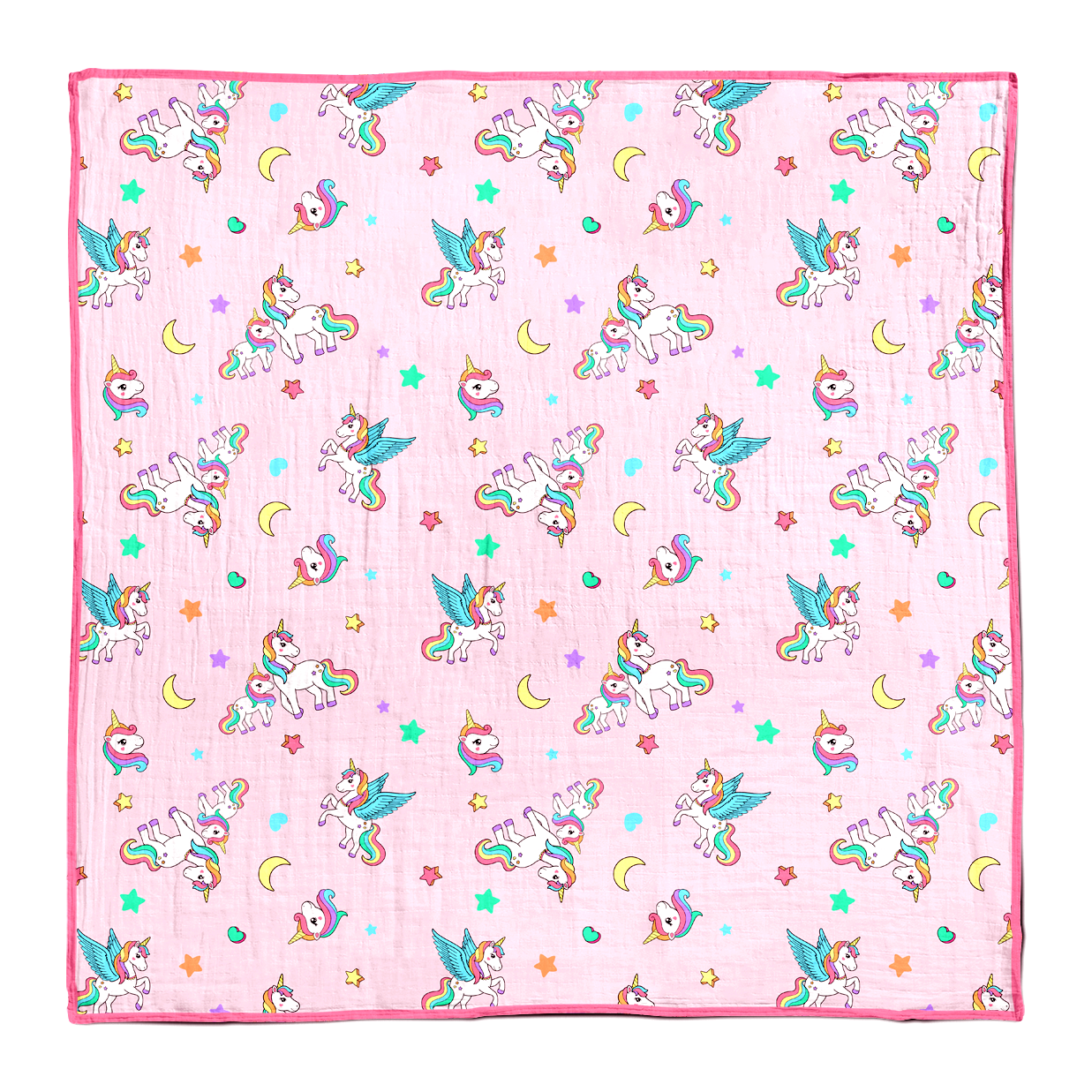Endanzoo Organic Baby Swaddle Blanket - Rainbow Unicorn