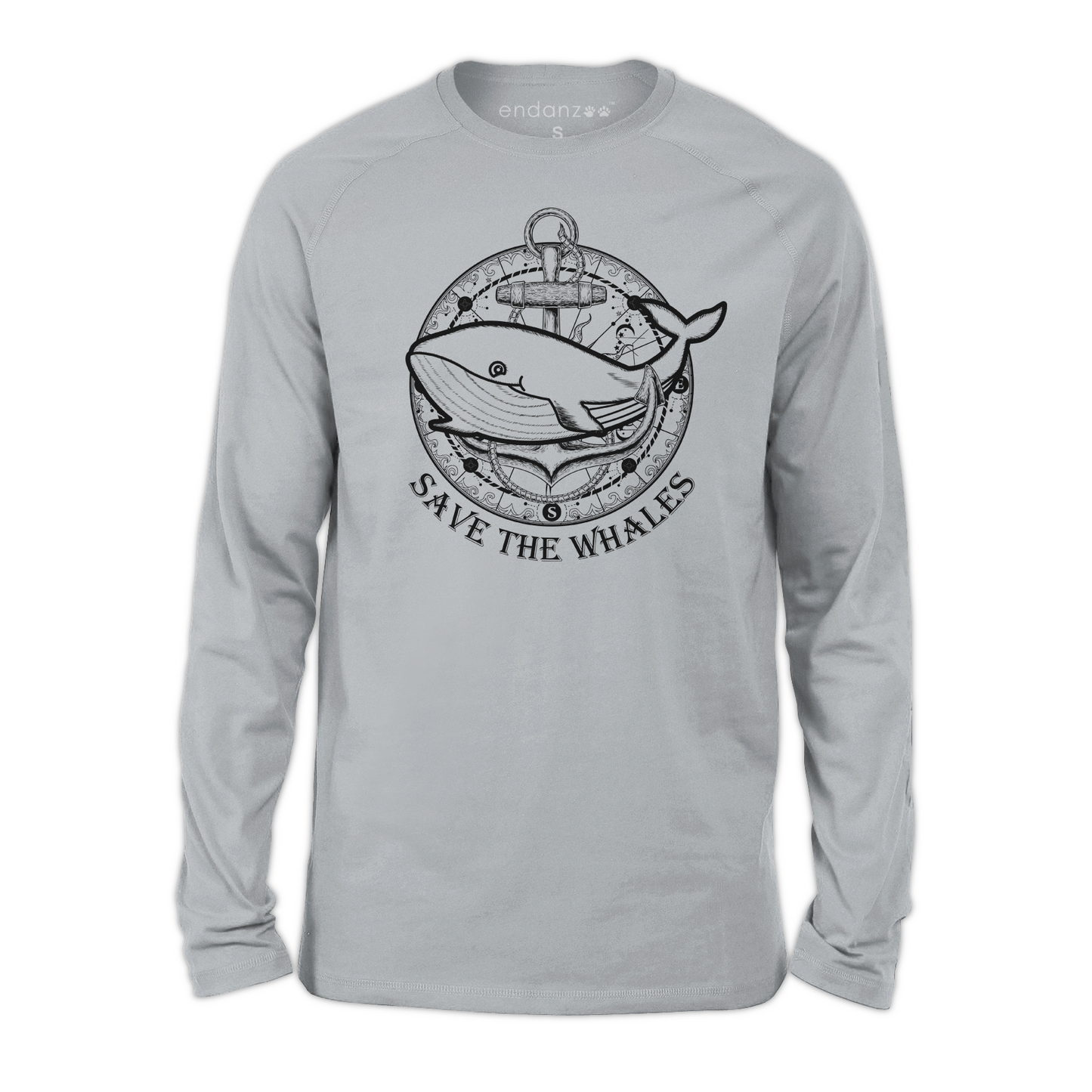 Organic Three-quarter Sleeve Kids Tee Shirt - Whale with Anchor