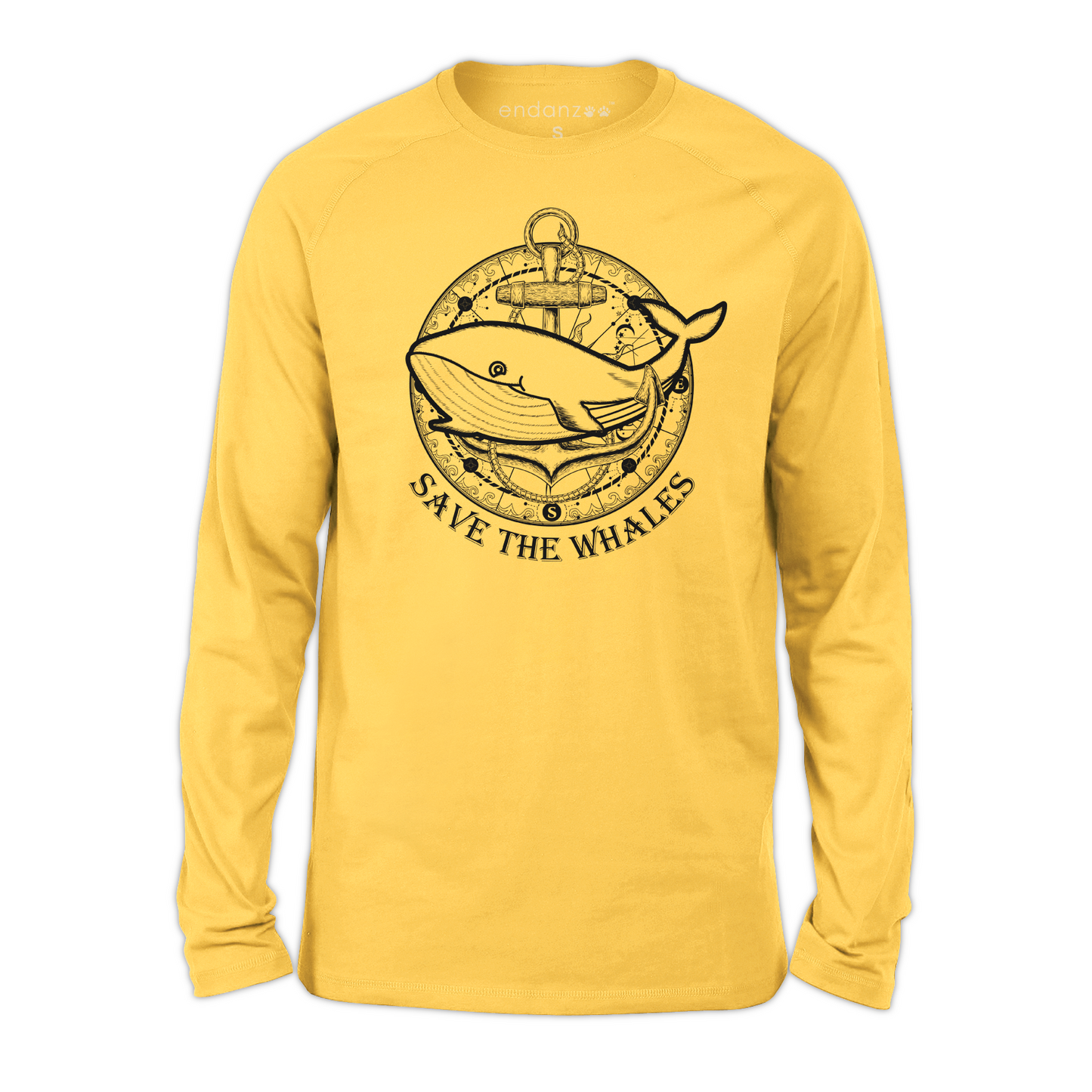 Organic Three-quarter Sleeve Kids Tee Shirt - Whale with Anchor