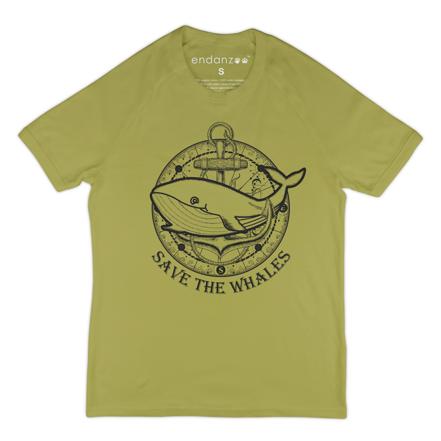 Organic Short Sleeve Kids Tee Shirt - Whale with Ship Anchor