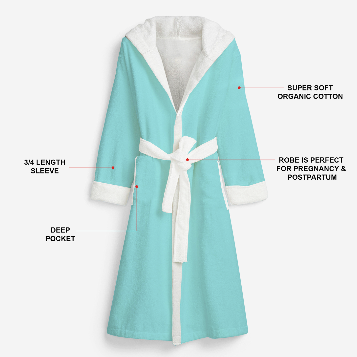 Endanzoo Organic Cotton Maternity Robe - Aqua