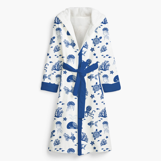 Endanzoo Organic Cotton Maternity Robe - Deep Sea