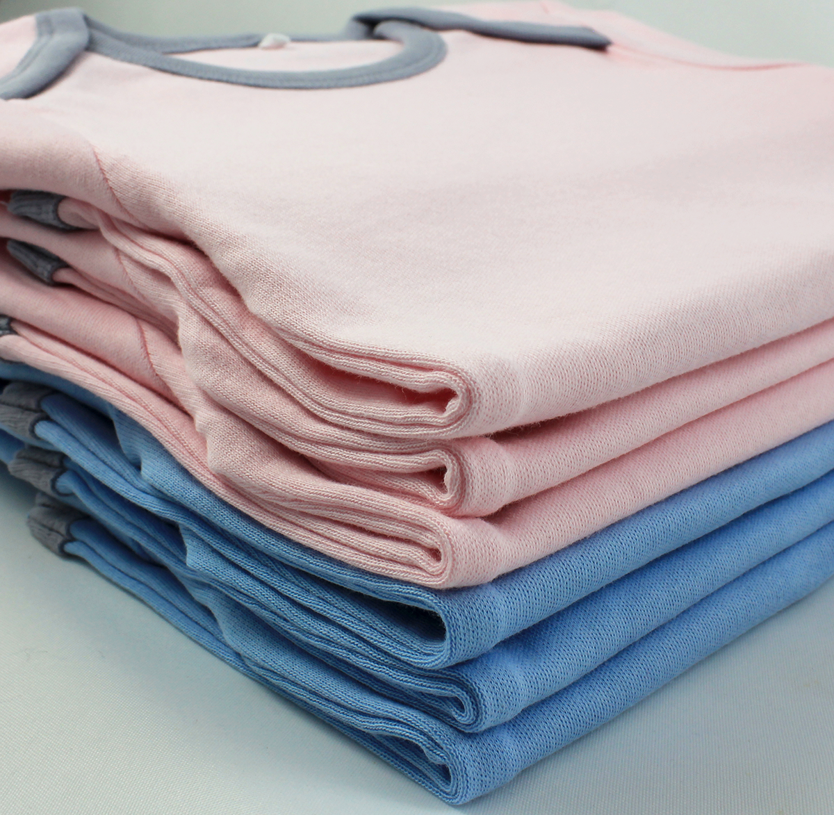 Organic Long Sleeve Bodysuit - Pink w/ grey