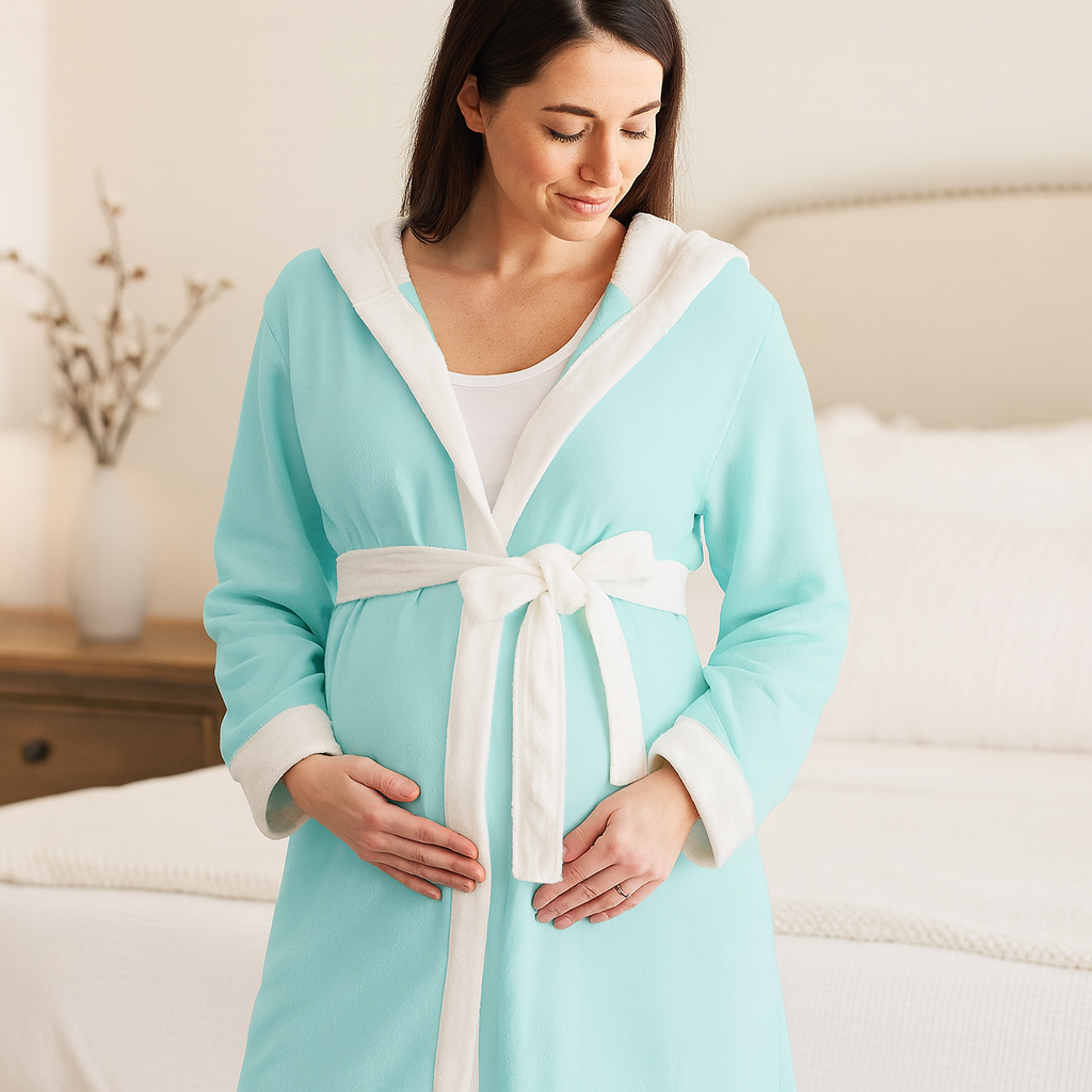 Endanzoo Organic Cotton Maternity Robe - Aqua