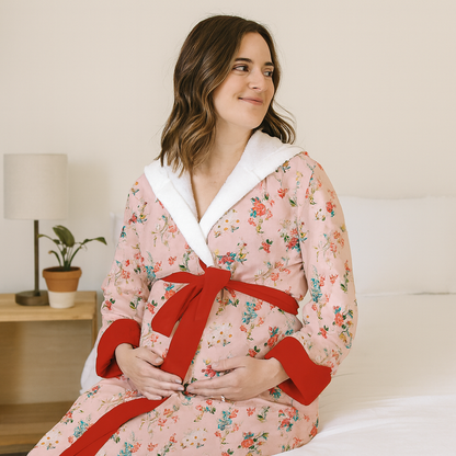 Endanzoo Organic Cotton Maternity Robe - Pink Blossom