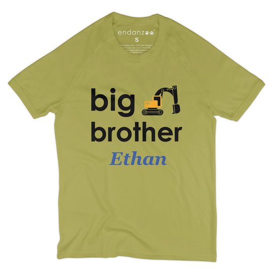 [Personalized] Big Brother Excavator Organic Kids Tee Shirt