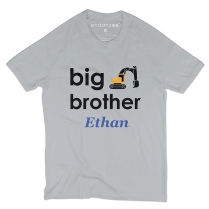 [Personalized] Big Brother Excavator Organic Kids Tee Shirt