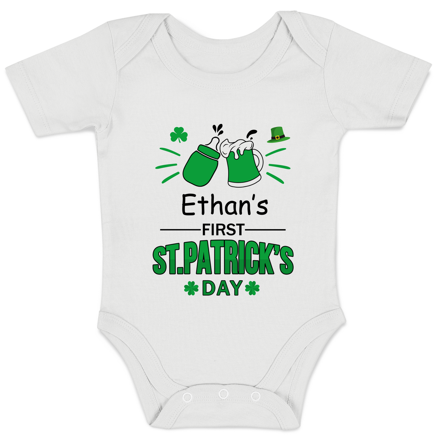 [Personalized] Saint Patrick's Day Cheers Drinking Buddies Organic Baby Bodysuit