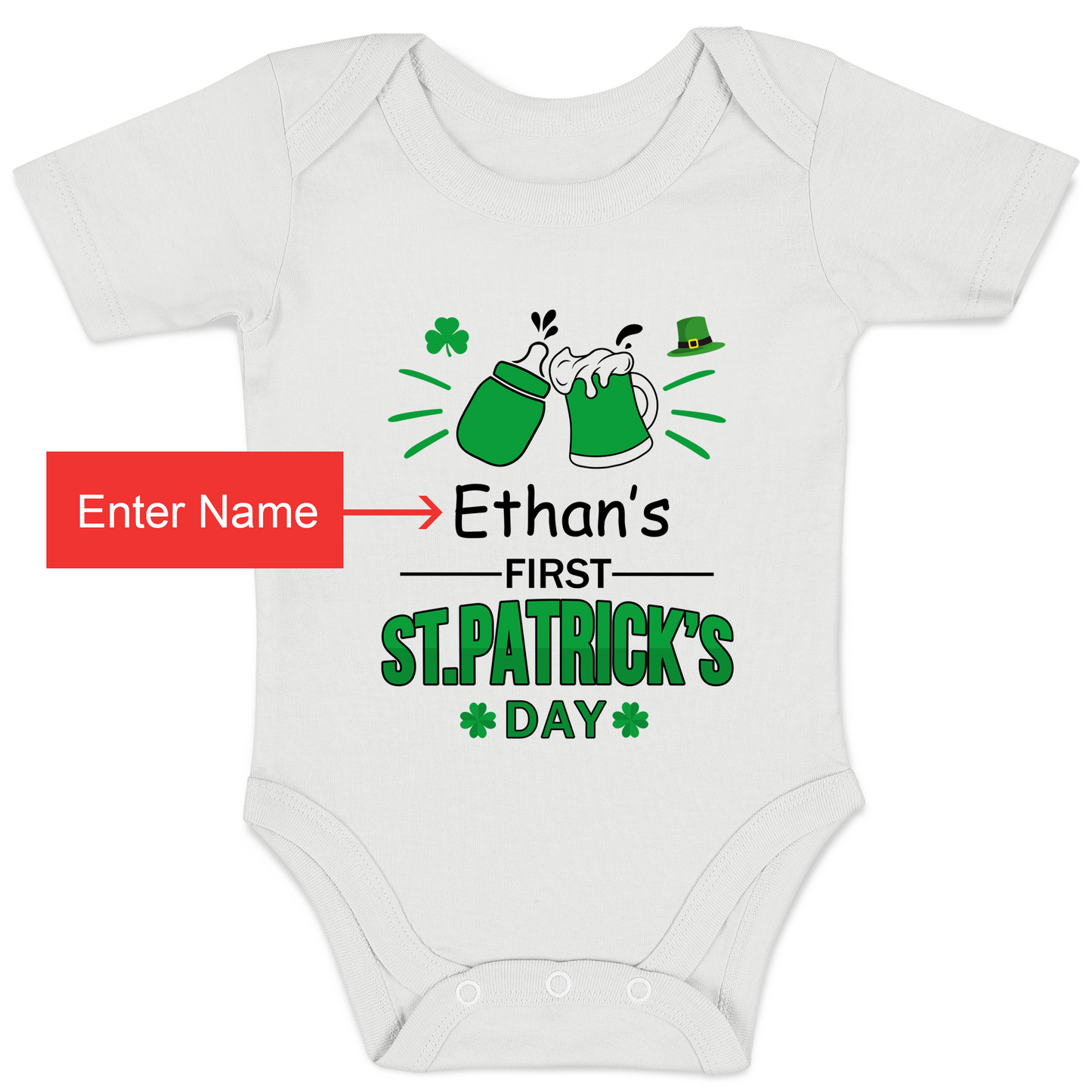 [Personalized] Saint Patrick's Day Cheers Drinking Buddies Organic Baby Bodysuit