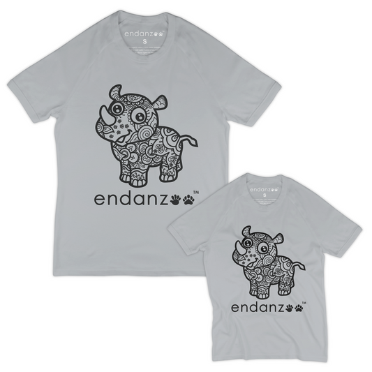 Matching Father and Son Organic Tee Shirts - Ancient Rhino