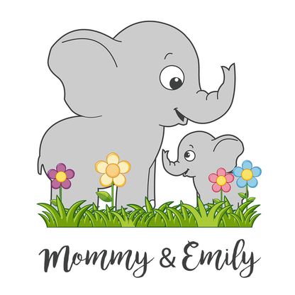Personalized Matching Mom & Baby Organic Outfits - Elephant Family