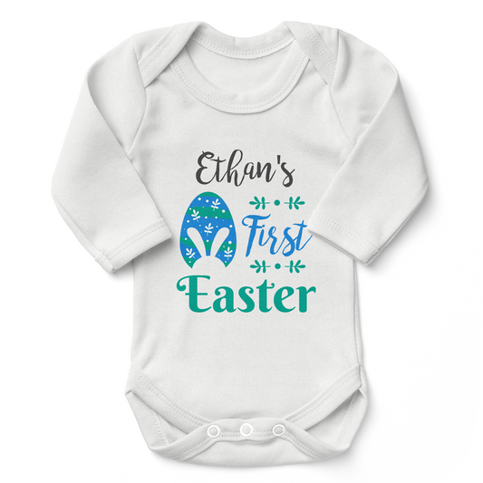 [Personalized] My First Easter Organic Baby Bodysuit (Boy)